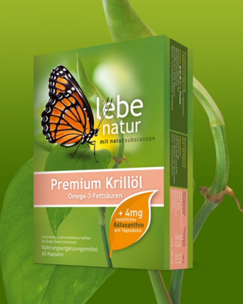 lebe natur® Krillöl Premium mit 6 mg Astaxanthin/Tds. 60er